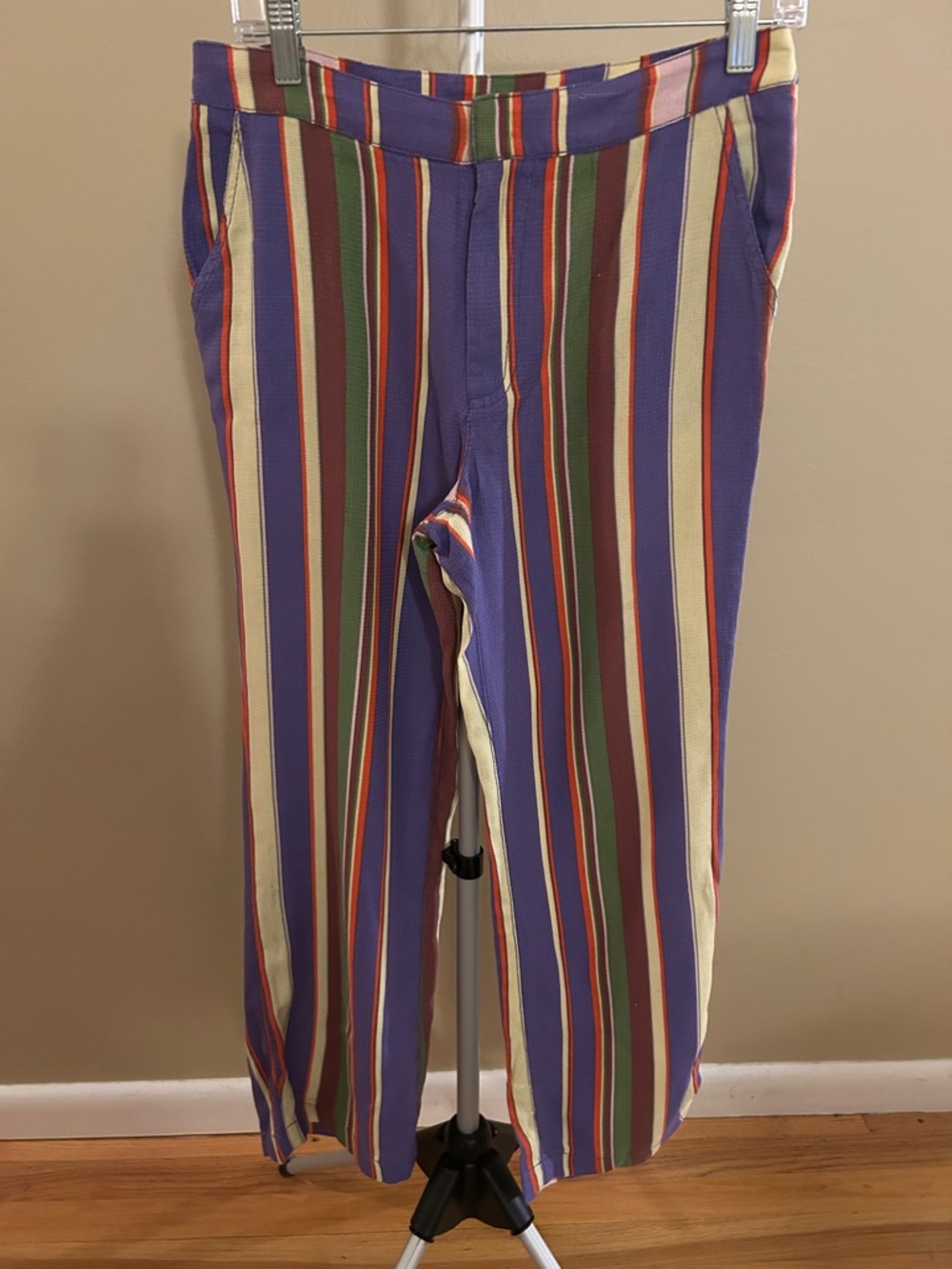 Free People Striped Chinos in Purple, Green, Cream